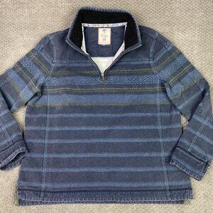 Fat Face Arlie Sweatshirt Men's XXL Fits XL Blue Stripe 1/4 Zip rugby